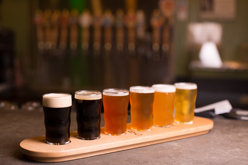 Get a flight of beer like this at the top breweries in Virginia